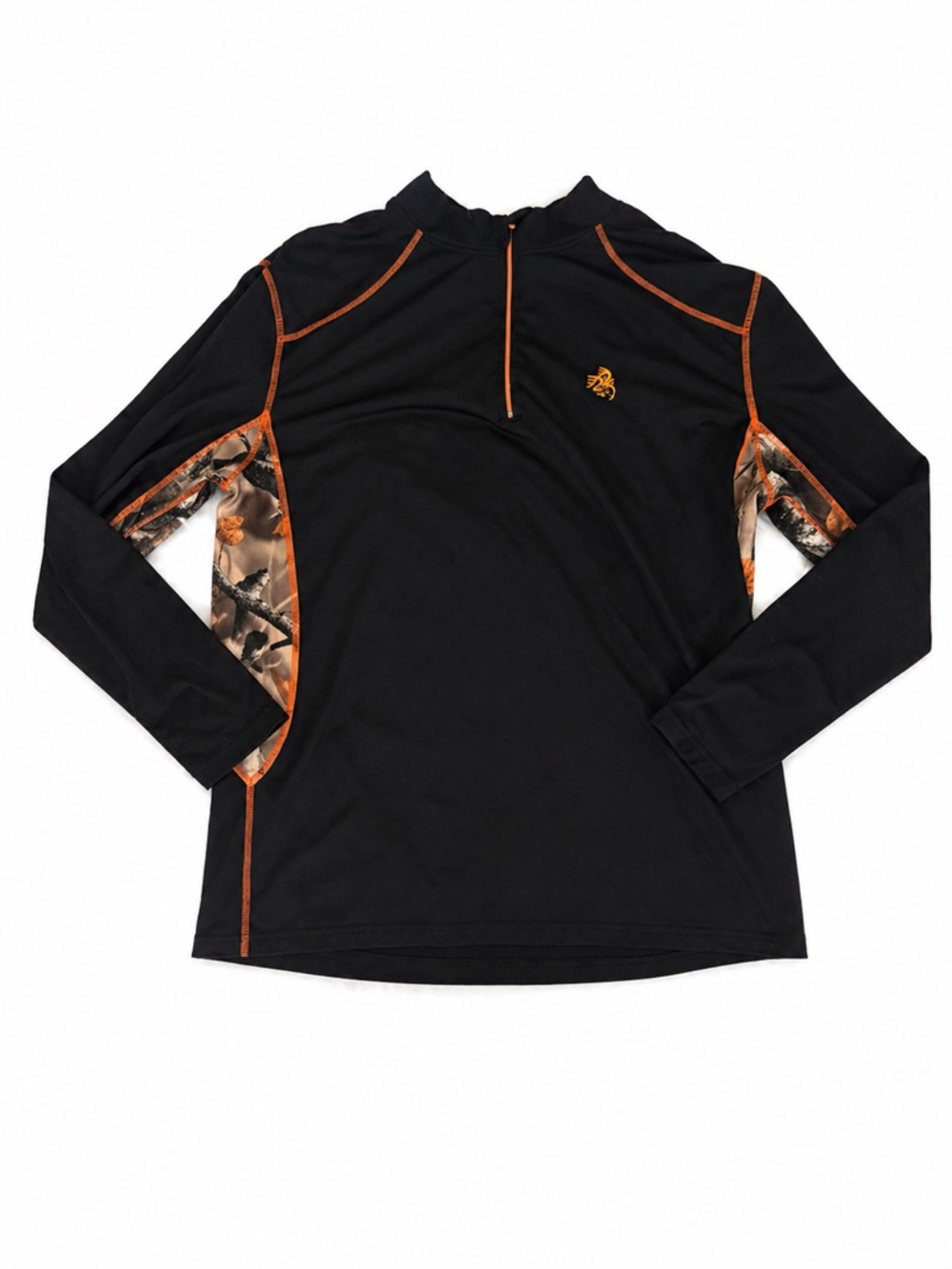Legendary Men’s Large Quarter Zip Pullover Black Camo Accent Outdoor Hunting